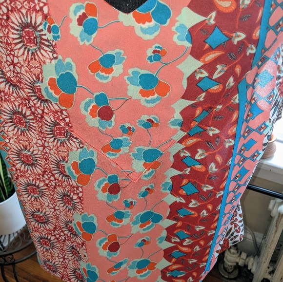 Alison Joy women's faux wrap v-neck blouse L silky - Picture 10 of 11